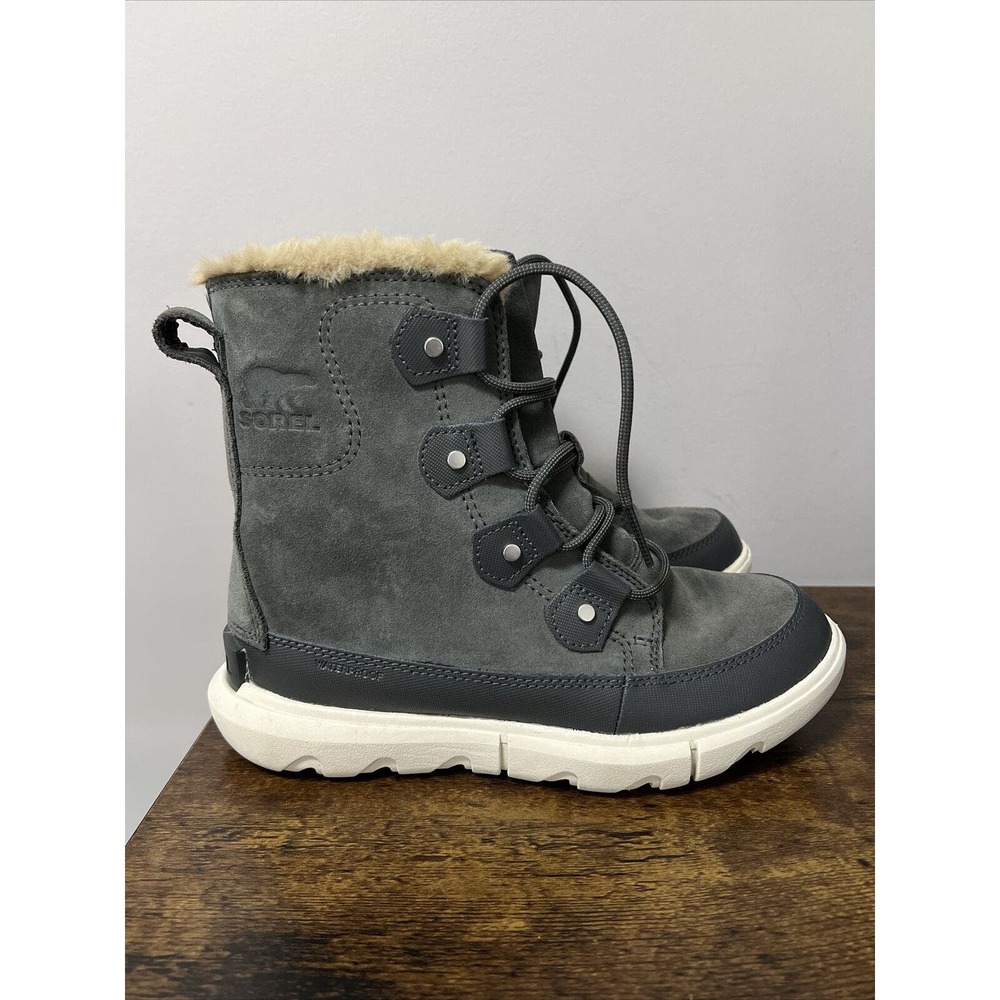 SOREL Explorer II Joan Grill/Fawn Sz 6 Waterproof Rain/Snow Boots, Faux Fur NEW!